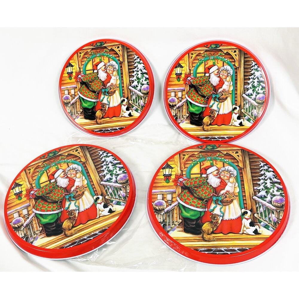 Vintage Christmas Stove Burner Covers Set of 4 Santa & Mrs Claus